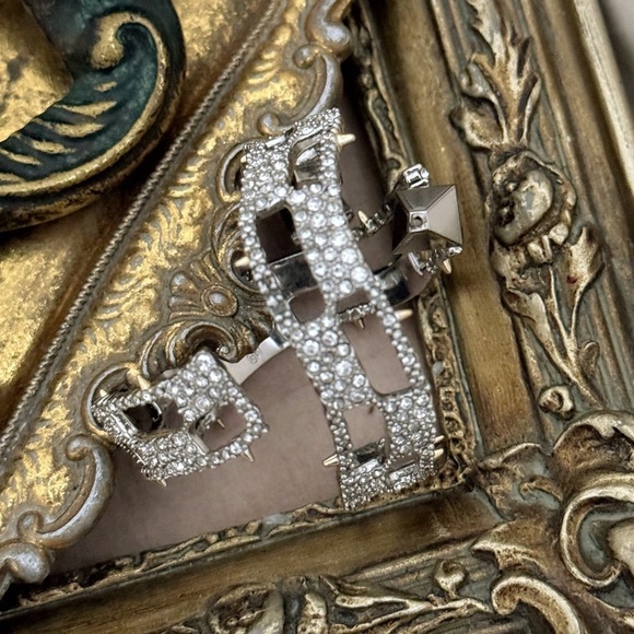 ALEXIS BITTAR • Silver Checkerboard Hoop Gold Spikes Earrings - Picture 5 of 5